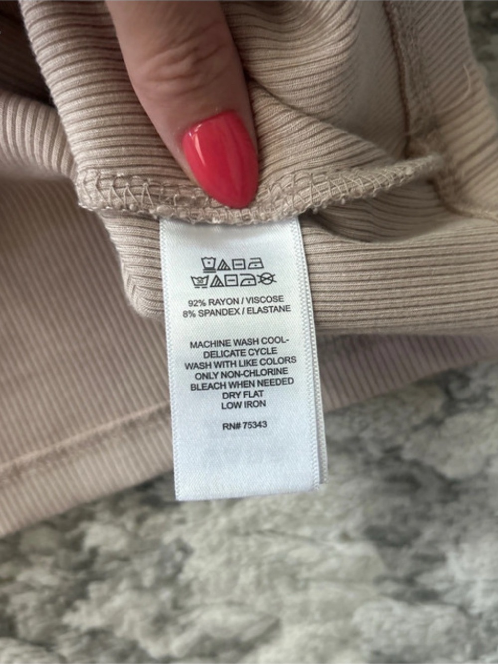 Tahari Ribbed Tank Top - Beige - Picture 3 of 3